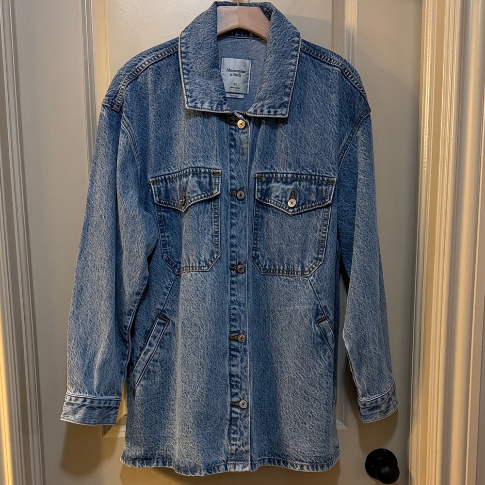 Abercrombie Oversized Denim Blue Women's shirt Jacket XL